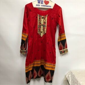 Pakistani Indian tunic top red dress